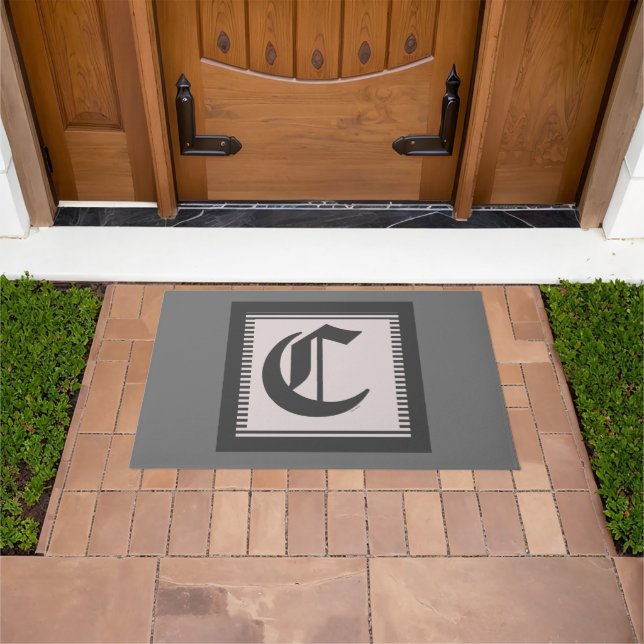 Felpudo ELEGANTE MONOGRAM INICIAL C Gris (Exterior)