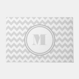 Felpudo Elegante Monograma Chevron Gris