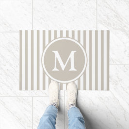 Felpudo Elegante Monograma de Rayas Beige