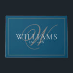 Felpudo Elegante Monograma Gris Azul Nombre Boda recién ca<br><div class="desc">Elegante Monograma Gris Azul Nombre Boda recién casada Doormat</div>