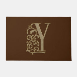Felpudo Elegante Monograma Y Inicial en Marrón