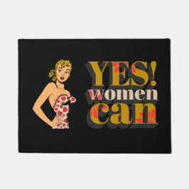 Felpudo Elegante mujer retro clásico Sí mujer puede negro