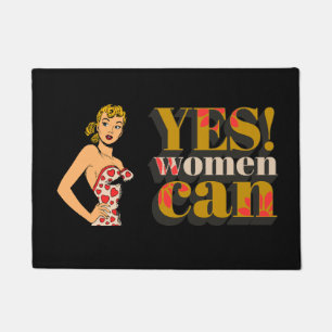 Felpudo Elegante mujer retro clásico Sí mujer puede negro