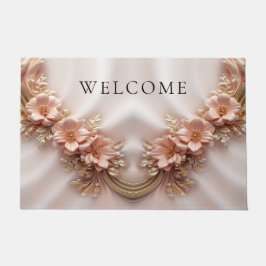 Felpudo Elegante Naranja Peach Floral Doormat