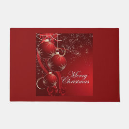 Felpudo Elegante Navidad festiva roja y dorada