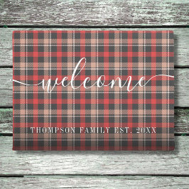 Felpudo Elegante nombre de familia patrón de cuadros