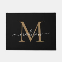 Elegante nombre de guión de monograma negro y Pers
