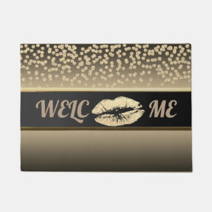 Felpudo Elegante Oro Diamantes-Brilante Labio-Personalizad
