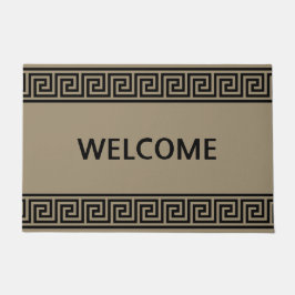 Felpudo Elegante patrón griego en bienvenida beige