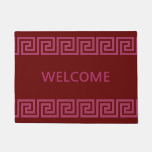 Felpudo Elegante patrón griego sobre bienvenida en burdeos