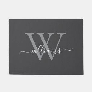 Felpudo Elegante Personalizado blanco gris Monograma Nombr