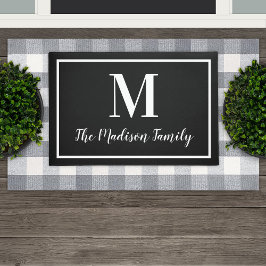 Felpudo Elegante Personalizado blanco negro Monograma inic