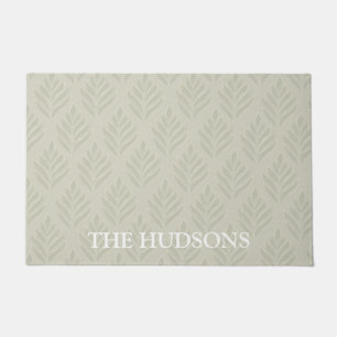 Felpudo Elegante Personalizado de patrón botánico beige
