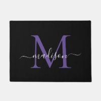Elegante Personalizado morado negro Monograma Nomb