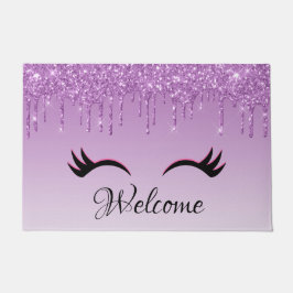 Felpudo Elegante pestañas rosadas y negras sobre el Purpur