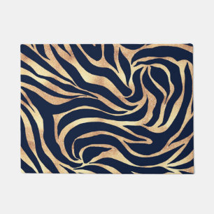 Felpudo Elegante Purpurina dorado Zebra Nay-Blue Animal Pr