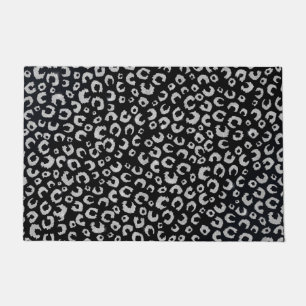 Felpudo Elegante Purpurina negro plateado Leopardo impresi