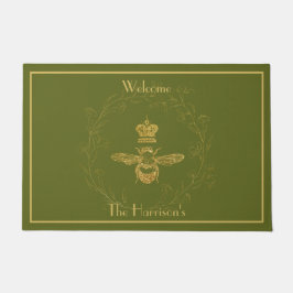 Felpudo Elegante Queen Bee Leaf Wreath Door Mat