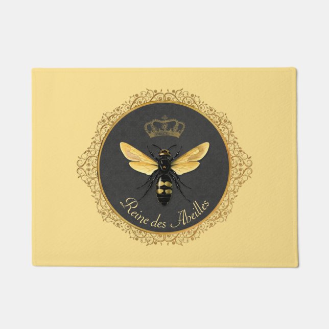 Felpudo Elegante Reina francesa bebe gris dorado amarillo (Anverso)