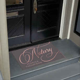 Felpudo Elegante Rosa Gold & Grey Notary agente de présta