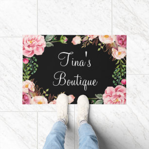 Felpudo Elegante Rubor Pink Floral Business Welcome Doorma