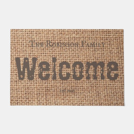 Felpudo Elegante texto fresco de diseño rústico de la fami