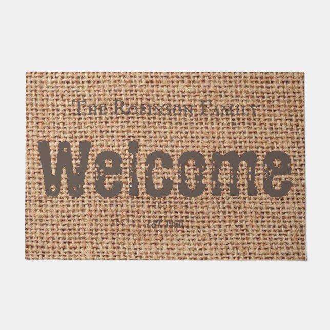 Felpudo Elegante texto fresco de diseño rústico de la fami (Anverso)