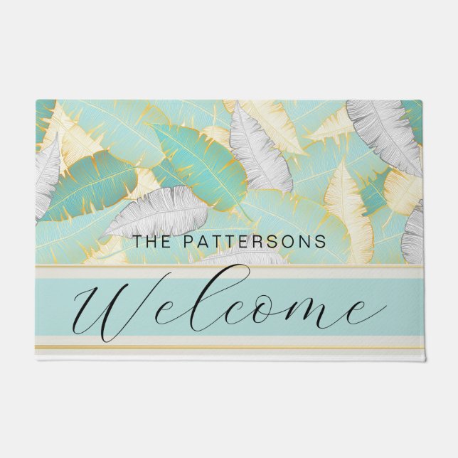 Felpudo Elegante vegetación tropical nombre de familia de  (Anverso)