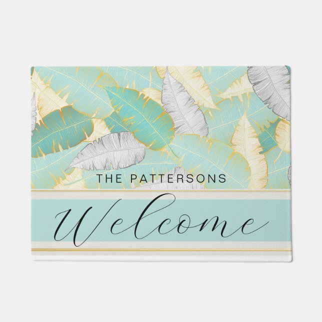 Felpudo Elegante vegetación tropical nombre de familia de  (Anverso)