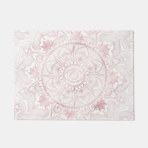 Felpudo Elegante White Rose Gold Oye Sun Moon Mandala