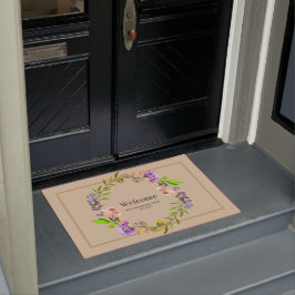 Felpudo Elegante Wreath Purple Floral Bienvenida Personali