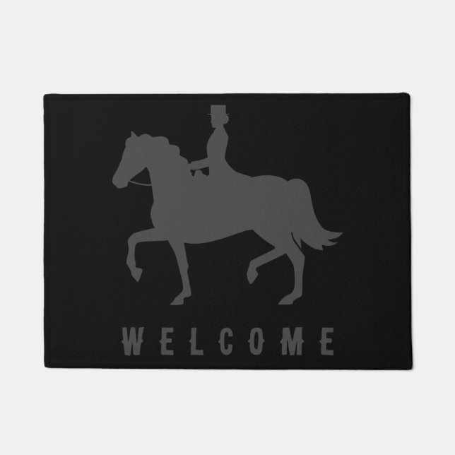 Felpudo Elegante y moderno bienvenida a caballo (Anverso)