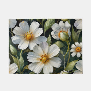 Felpudo Elegantes Flores Blancas Lovely Acuarela Chic
