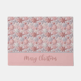 Felpudo Elegantes Navidades Rubor Copos de nieve rosados