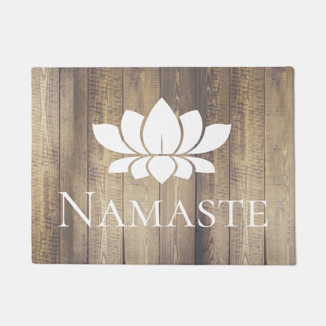 Felpudo Elegantes Placas de Madera Namaste White Lotus (Anverso)