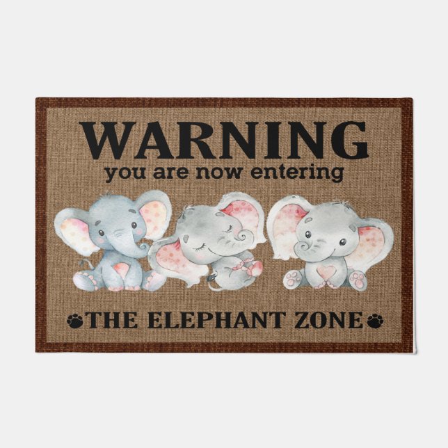 Felpudo Elephant Doormat, Elephant Lovers Welcome Mat Gift (Anverso)