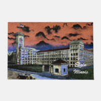 Elgin Watch Factory Colorful Watercolor 1920 Art