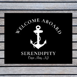 Felpudo Embarcadero Nautical Anchor Personalizado negro bi