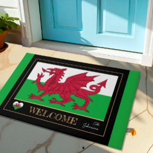 Felpudo Emblema de Gales, esteras de bandera galesa Cymru
