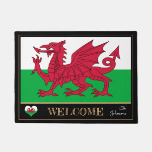 Felpudo Emblema de Gales, esteras de bandera galesa Cymru 