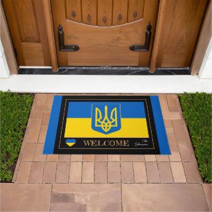 Felpudo Emblema de Ucrania, esteras de bandera ucranianas