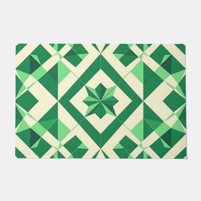 Felpudo Emerald Green Geometric Star Pattern (Anverso)