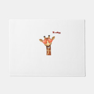 Felpudo emoji alegre ojos de amor girafa cara