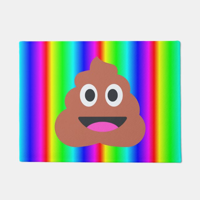 Felpudo emoji de caca de arco iris doormat door (Anverso)