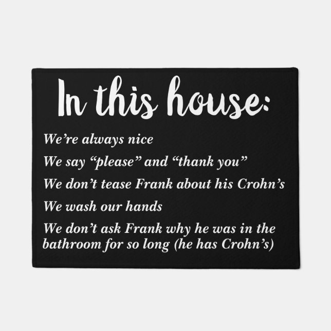 Felpudo En esta casa somos educados y Frank tiene Crohn (Anverso)