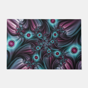 Felpudo En profundidad Arte fractal rosa azul abstracto ab