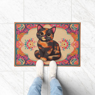 Felpudo Encantador Cute Tortoiseshell Gato vibrante borde