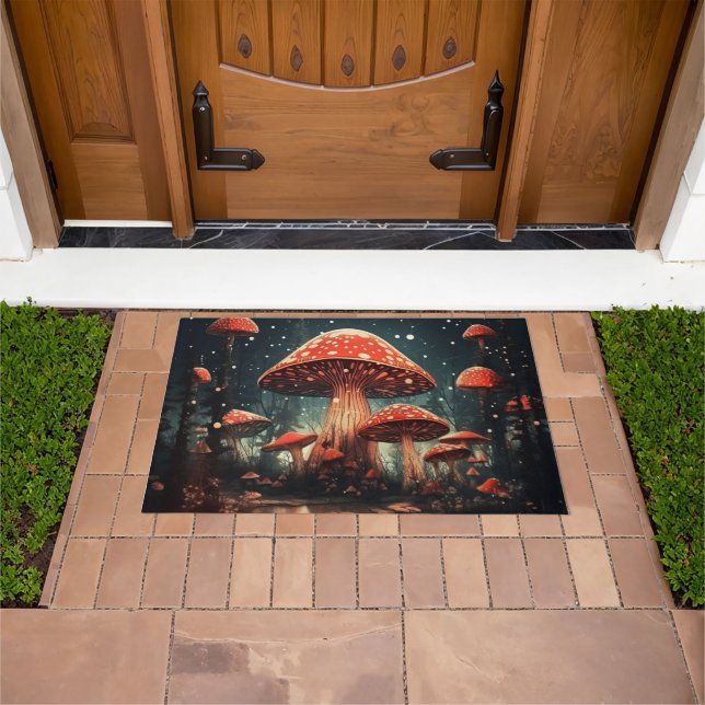 Felpudo Encantador fondo mágico de champiñón (Exterior)