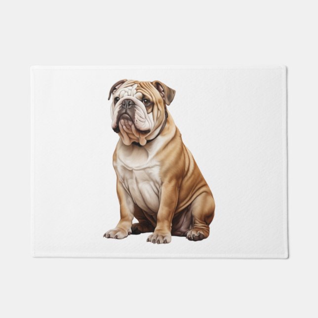 Felpudo Encantador retrato de Bulldog Inglés - Canina Ador (Anverso)