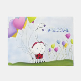 Felpudo Encantadora Ladybug con los globos del corazón col